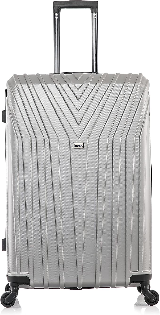 InUSA VASTY Luggage with Spinner Wheels | Durable Lightweight Hardside Suitcase, Travel Bag with Handle and Trolley, 28-Inch Large Checked Luggage | Grey