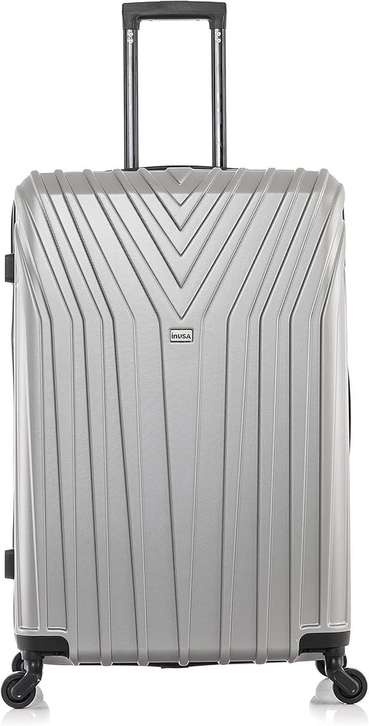 InUSA VASTY Luggage with Spinner Wheels | Durable Lightweight Hardside Suitcase, Travel Bag with Handle and Trolley, 28-Inch Large Checked Luggage | Grey