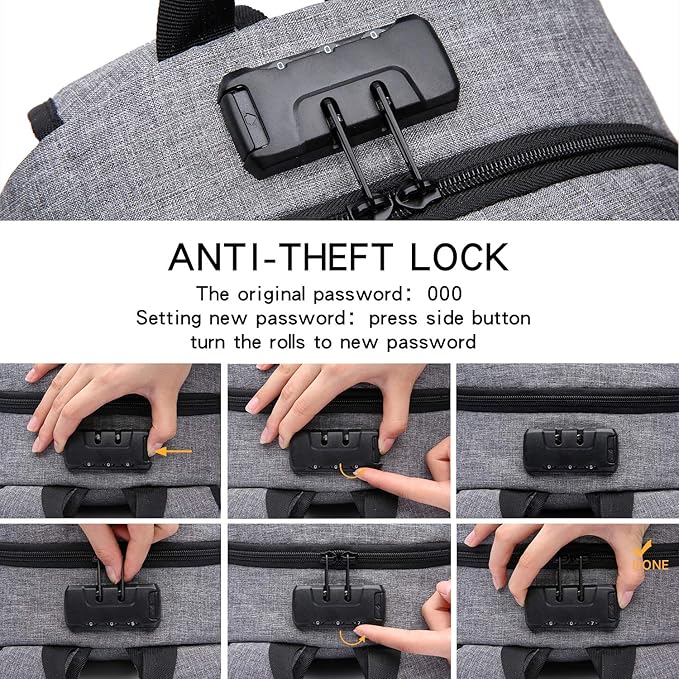 WENIG Laptop Backpack,Business Travel Anti Theft Backpack for Men Women with USB Charging Port,Slim Durable Water Resistant Computer Backpack Fits 15.6 Inch Laptop Notebook,Grey