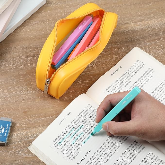 Mr. Pen- Silicone Pencil Case Pouch, Golden Honey, Aesthetic Multipurpose Design, Aesthetic Pencil Case Small, Silicone Makeup Bag