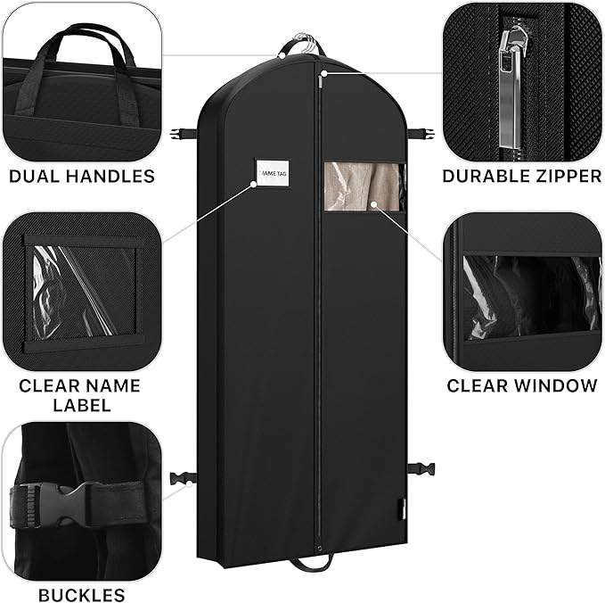 Simple Houseware 60'' Travel Garment Bag for Suits, Dresses, Coats, Tuxedos, Heavy Duty 300D Polyester
