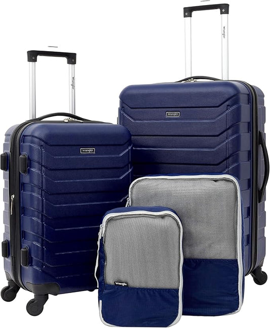 Wrangler 4 Piece Miami Luggage and Packing Cubes Set, Blue