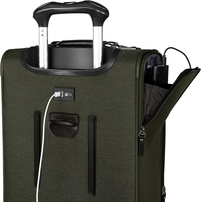 Travelpro Platinum Elite Softside Expandable Carry on Luggage, 8 Wheel Spinner Suitcase, USB Port, Suiter, Men and Women, Pilot Green, Carry On 21-Inch