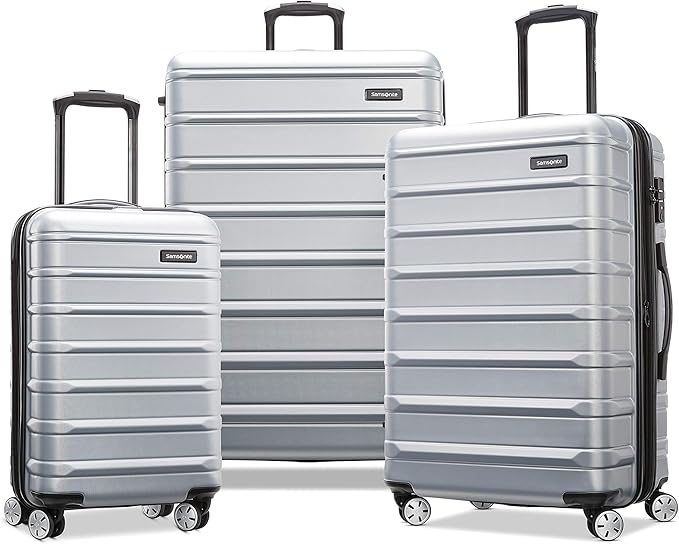 Samsonite Omni 2 Hardside 3 Piece Set - Includes Global Carry-On, Medium, & Large Checked Suitcases - 360° Dual Spinner Wheels - Integrated TSA Lock & Expansion - Amazon Exclusive - Artic Silver
