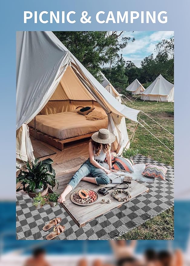 Antfuny Giant Beach Towel Blanket Autumn Outing Stuff for Women & Men Yard Mat Road Trip Camping Gear Ship Cruise Gear Must Haves Large L Black Plain Pattern Airplane Accessories Travel Gadgets