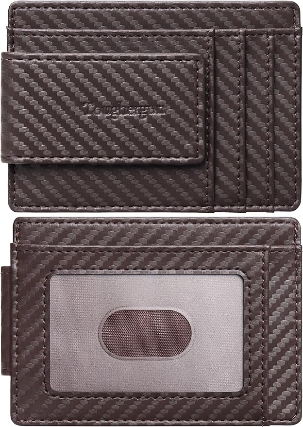 Toughergun Slim Wallet for Men RFID Blocking Money Clip, Minimalist Front Pocket Credit Card Holder, Magnetic Thin Mens Wallets with ID Window