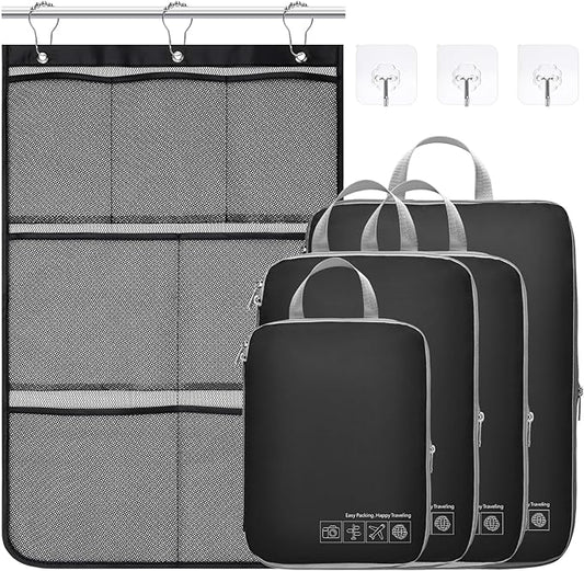 Cambond Compression Packing Cubes for Travel - Lightweight Expandable Travel Bags Luggage Organizers Travel Essentials Compression Cubes for Travel Space Saver for Carry on Suitcases Organizer