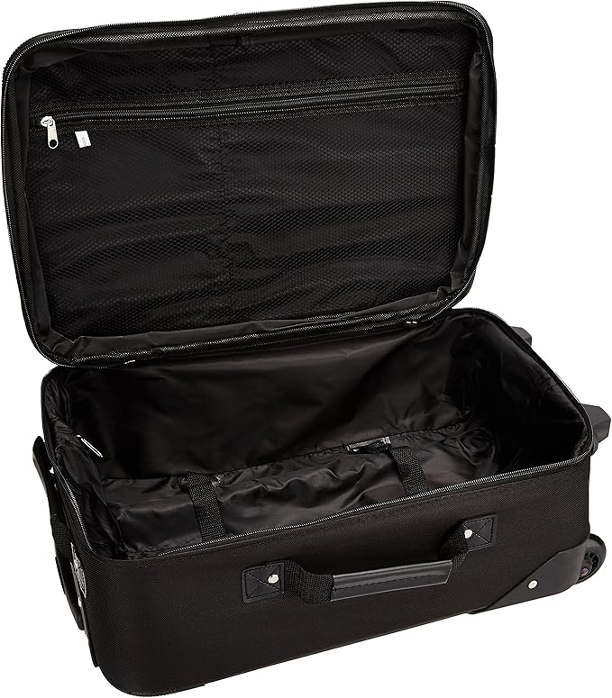 Rockland Journey Softside Upright Luggage Set,Expandable, Black/Gray, 4-Piece (14/19/24/28)