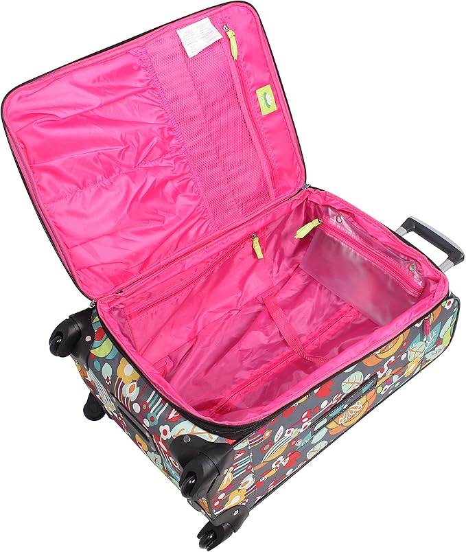 Lily Bloom Design Pattern 28" Luggage Softside Expandable With Double Spinner Wheels, Large Lightweight Suitcase Checked Bag For Women