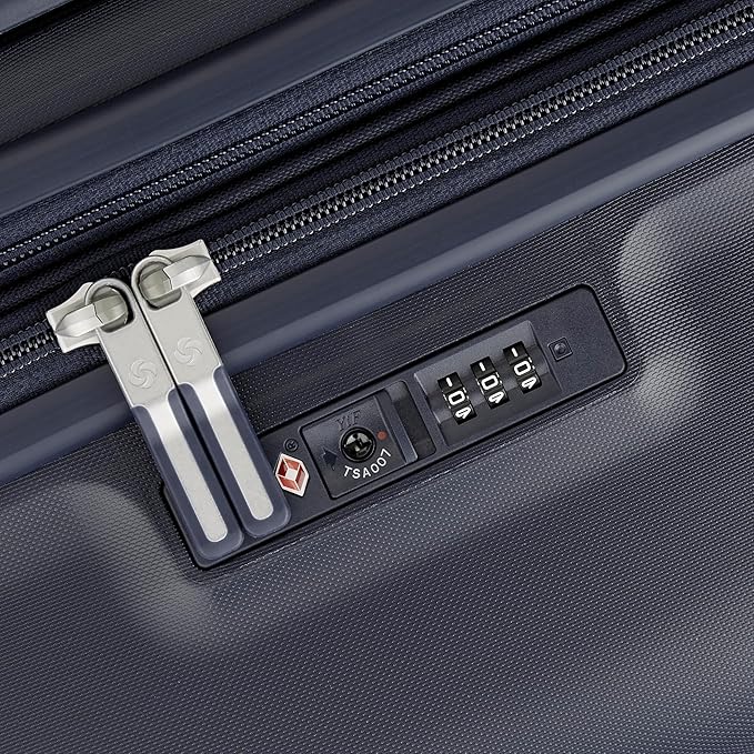 Samsonite Elevation Plus - Carry-On Hardside Luggage - Scratch Resistant Polypropylene Shell, RightHeight™ Adjustable Handle, Integrated AirTag Holder, TSA Lock, WetPak™ Compartment - Midnight Blue