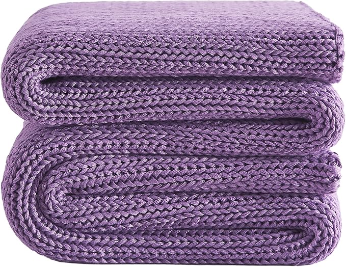 L'AGRATY Knitted Weighted Blanket - 50"x60" 10lbs Cooling Chunky Knit Heavy Blanket for Adults Braided Crochet Throw Thick Cable Yarn Knit Decorative No Beads Evenly Weighted Machine Washable
