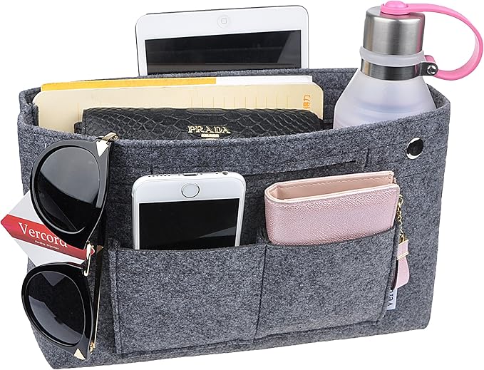 Vercord Felt Purse Tote Organizer Insert Divider Inside Handbag for Women Medium Grey