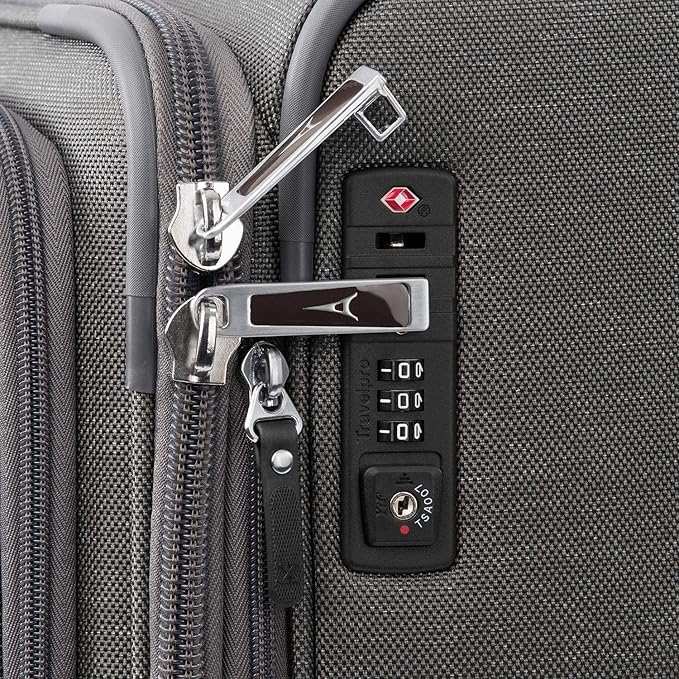 Travelpro Platinum Elite Softside Expandable Luggage, 8 Wheel Spinner Suitcase, TSA Lock, Men and Women (Vintage Grey, 2-Piece Set (21/25))