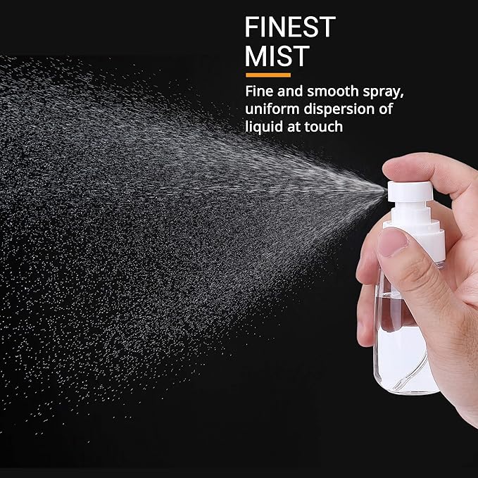 Pack 4 Small Spray Bottle Travel Size 2oz/60ml - Fine Mist Mini Empty Spray Bottles - Leak Proof - for Toners, Face & Hair Mist