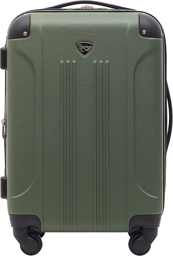 Travelers Club Chicago Hardside Expandable Spinner Luggage, Thyme Green, 22" Carry-On