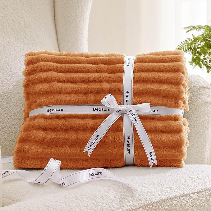 Bedsure GentleSoft King Blanket for Couch - Cozy Soft Fall Blankets for Women, Cute Large Throws for Girls, Orange, 108x90 Inches