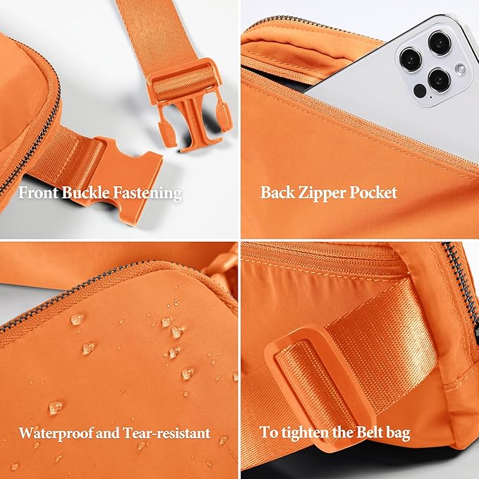 ODODOS Unisex Mini Belt Bag with Adjustable Strap Small Fanny Pack for Workout Running Traveling Hiking, Orange