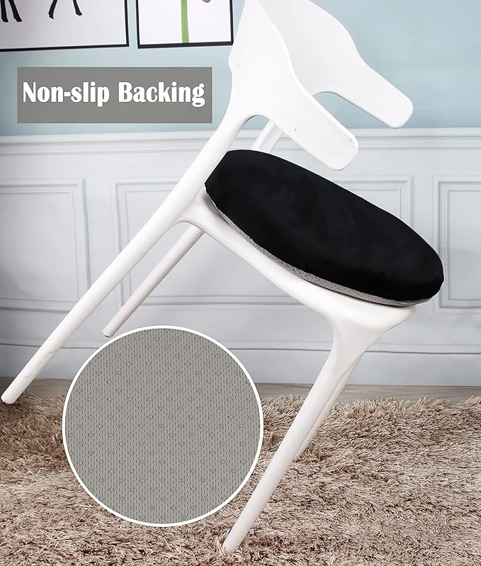 Sigmat Memory Foam Seat Cushion Anti-Slip Soft Round Chair Pad 18 Inch Velvet Black