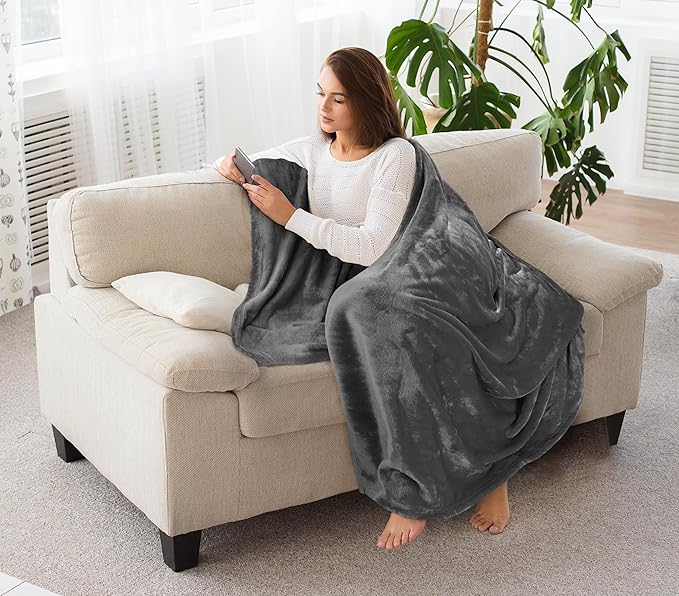 Utopia Bedding Fleece Blanket Throw XL Size Grey (50x70 Inches) Ultra Soft Warm Lightweight Anti-Static Cozy Winter Blanket for Bed, Couch, Sofa and Chair, All-Season Home Decor Gift for Men & Women