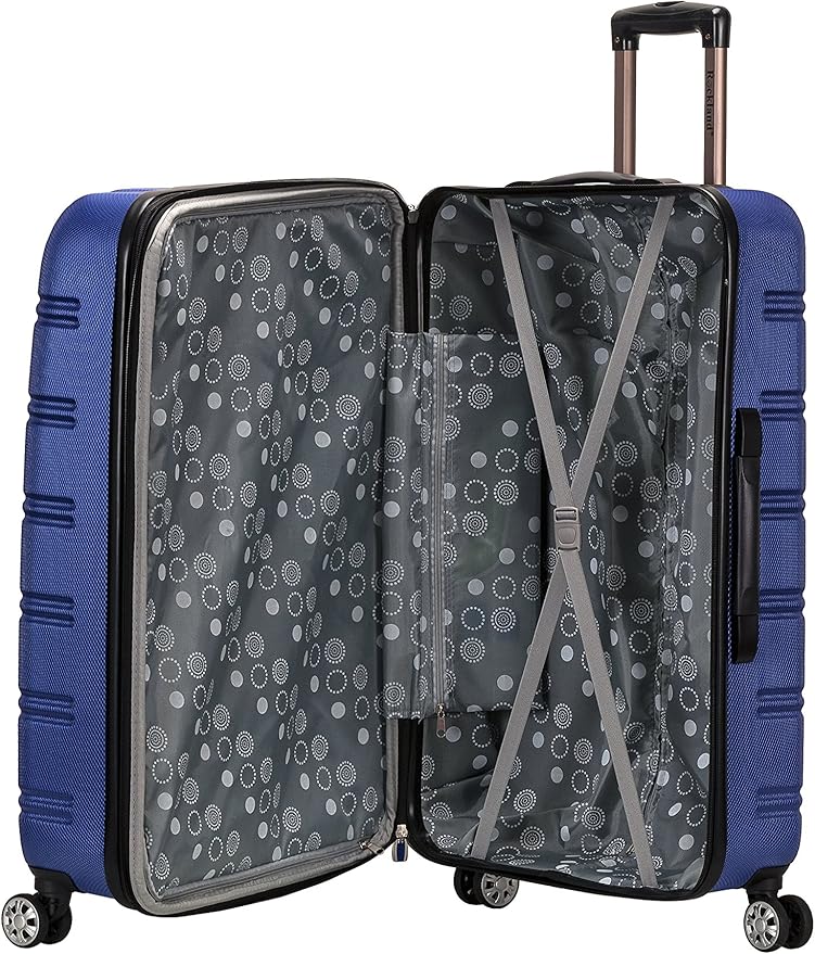 Rockland Melbourne Hardside Expandable Spinner Wheel Luggage, Blue, Checked Large 28"