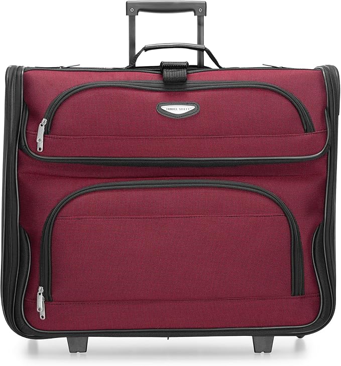 Travel Select Amsterdam Business Rolling Garment Bag, Softside Expandable Rolling 2-Wheeled Suit Carrier, Red, One Size