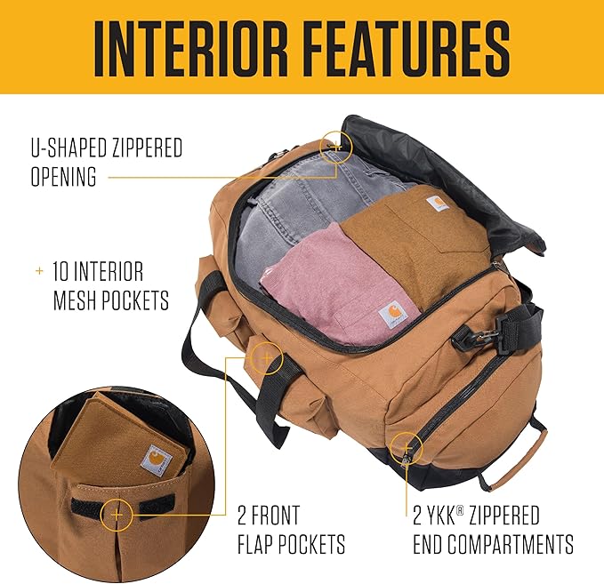 Carhartt 40L Utility Duffel, Heavy-Duty Gear Bag for Jobsite, Gym, & Travel, Duffel Bag