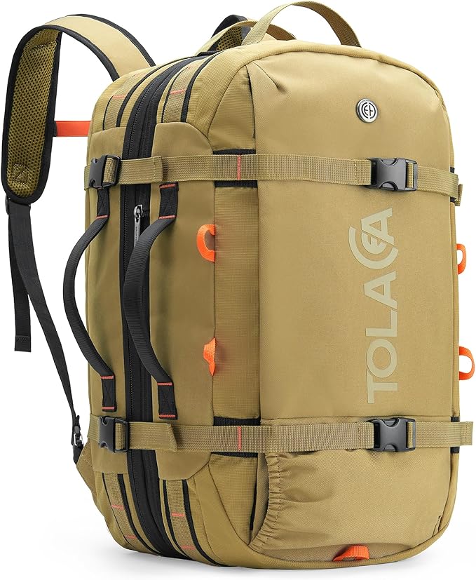 Tolaccea Travel Backpack for Men Women, 40L-50L Carry On Backpack with Wet Dry Compartment, TSA Approved Laptop Daypack Fits 15.6", Convertible Expandable Large Rucksack Duffel Bag for Work Travel