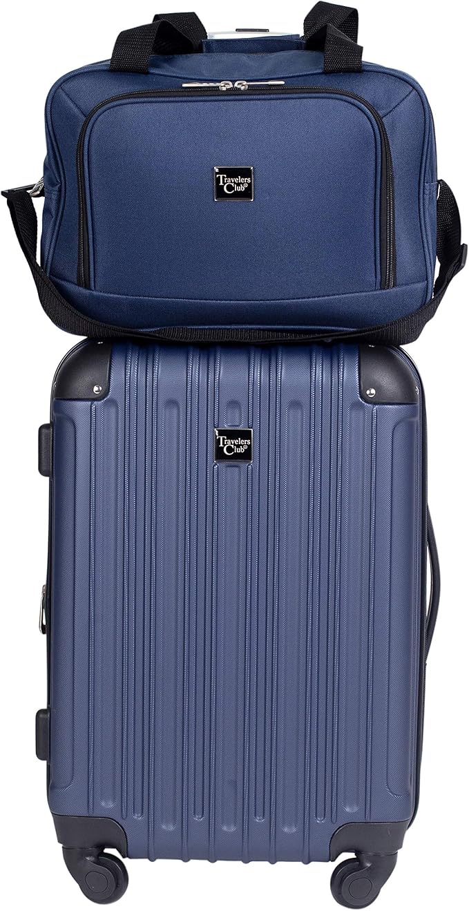 Travelers Club Midtown Hardside 4-Piece Luggage Travel Set, Navy Blue