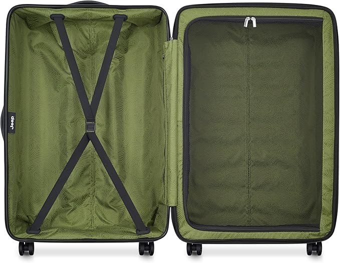 Jeep JH004C Hardside Expandable Luggage with Spinner Wheels, Avocado, 3 Piece Set 20/24/28 Inch