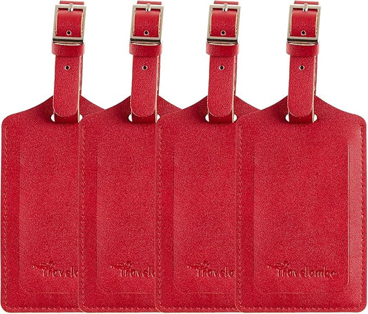 Travelambo Luggage Tags for Suitcases PU Leather Travel Tags Bag Tags Privacy Protection Travel Essentials