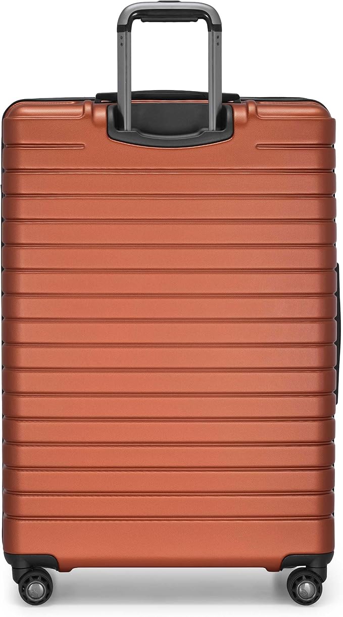 Traveler's Choice Archer Polycarbonate Hardside Spinner Luggage Set,Tie Down Straps, Orange, Checked 29-Inch