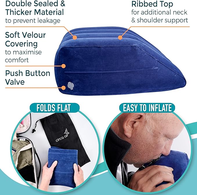 Circa Air Inflatable Leg Elevation Pillows for Swelling and Edema Relief, Travel Wedge Pillow for Legs, Foot Ankle Knee and Lower Back Pain Support, After Surgery Products