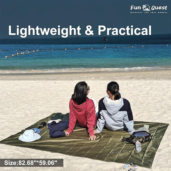 Picnic Blanket Waterproof – Packable Sand Proof Beach Blanket (0.42lb/0.66lb), Compact & Foldable, Fits in Pocket with Integrated Stakes, Ideal for Camping, Hiking, Travel, Concert, Festival