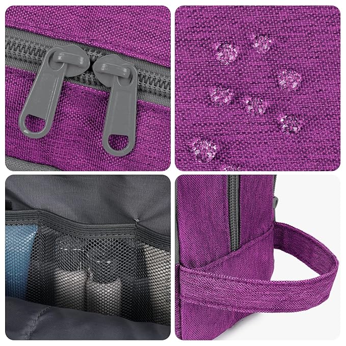 Toiletry Bag for Men Hanging Dopp Kit Water Resistant Shaving Bag Small Toiletry Bag for Traveling (Deep Purple)