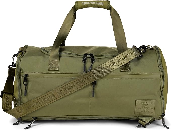 True Religion Convertible Duffel Bag for Travel - Large Gym Backpack for Men and Women, Carry On Weekender Luggage with 16" Laptop Sleeve, Clothes and Shoe Compartment, Overnight Day Carry-On Bookbag