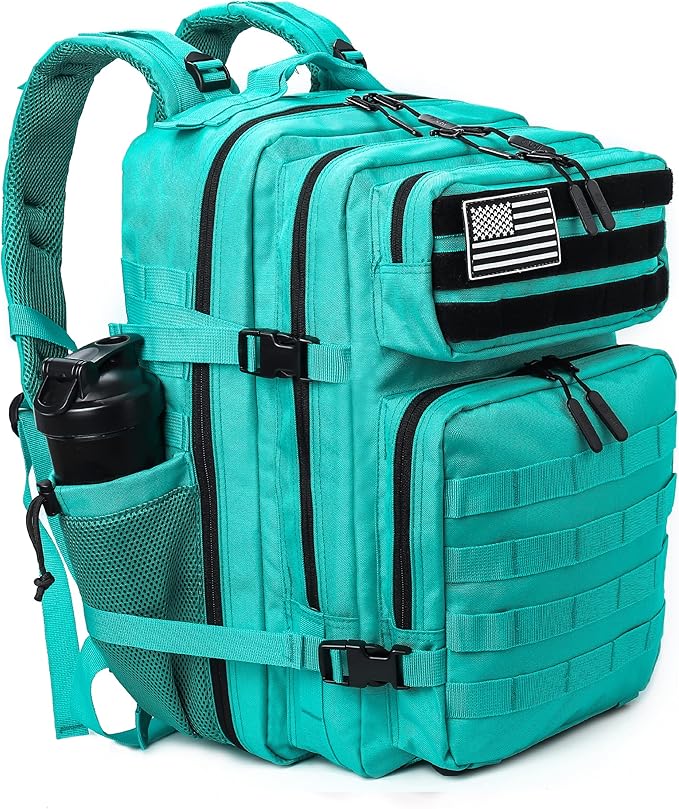 LHI Military Tactical Backpack for Men and Women 45L Army 3 Days Assault Pack Bag Large Rucksack with Molle System - Lake Blue