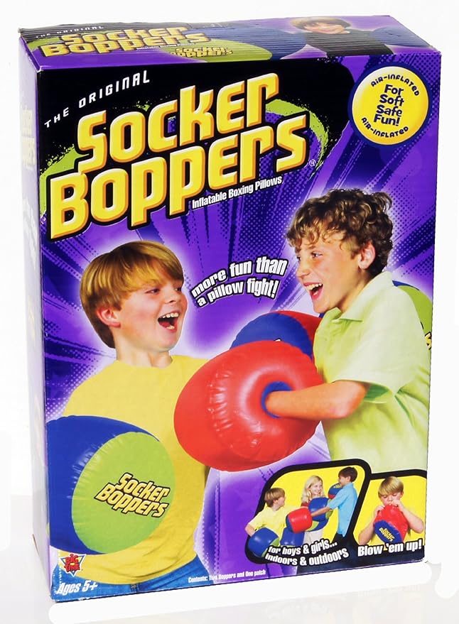 Socker Boppers Inflatable Boxing Pillows - Pair Boppers – colors will vary, Box and Bop, Durable Vinyl, Active Outlet That Aids in Agility, Balance and Coordination, Safe Fun Indoor or Out,(Pack of 2)