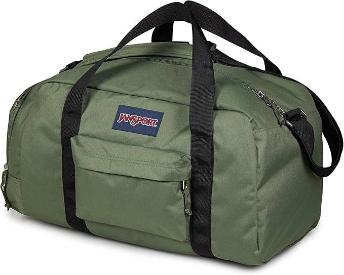 JanSport Weekender Medium Duffel - Travel or Gym Bag, Durable Weekender with Front Utility Pocket & Side Grab Handles - Cargo Green