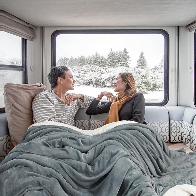Utopia Bedding Sherpa Blanket California King Size (Cool Grey, 102x96 Inches) - Soft Lightweight Plush Fleece Reversible Blanket for Bed, Sofa, Couch, Camping and Travel
