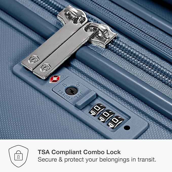 Traveler's Choice Pagosa Hardshell Expandable Luggage with Spinner Wheels, Slate Blue, 22-Inch Carry-on
