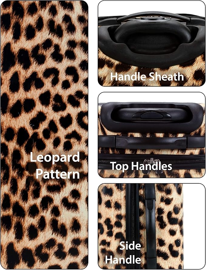 Rockland Safari Hardside Spinner Wheel Luggage, Leopard, 3 Piece (20"/24"/28")