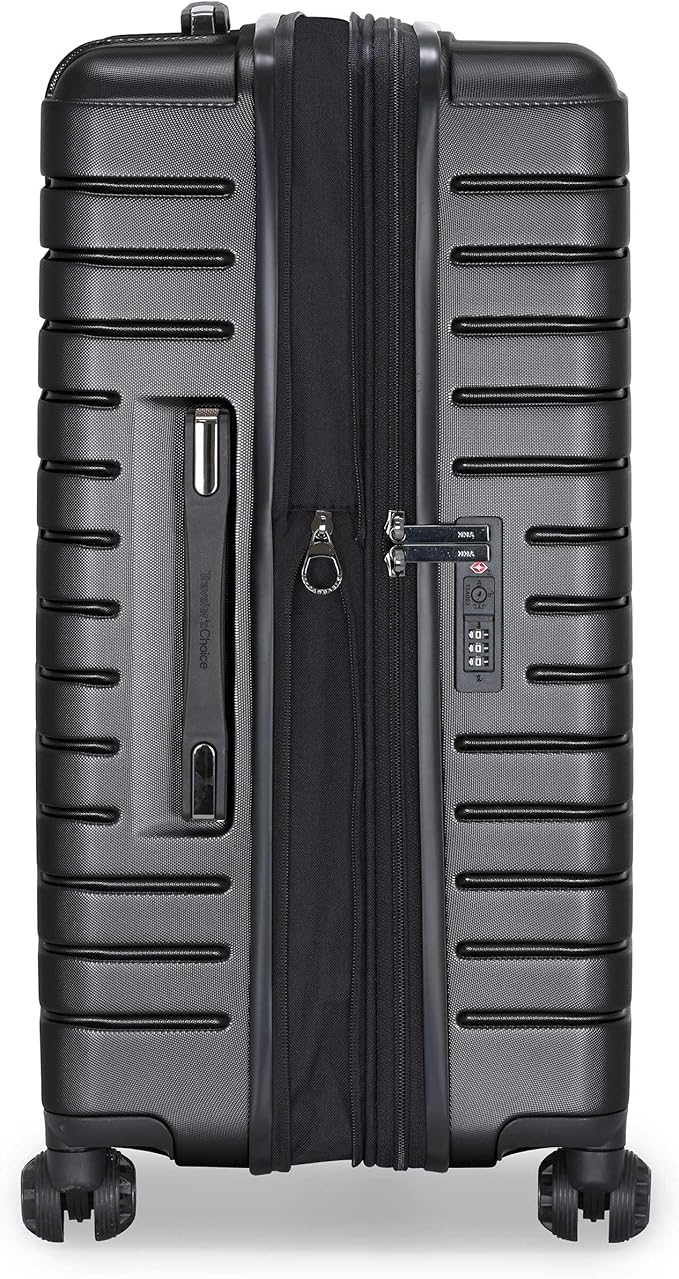 Traveler's Choice Archer Polycarbonate Expandable Luggage with Spinner Wheels, Grey, Checked 26-Inch