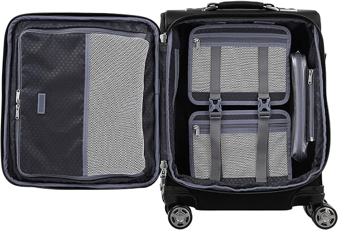 Travelpro Platinum Elite Softside Expandable Carry on Luggage, 8 Wheel Spinner Suitcase, USB Port, Men and Women, International, Shadow Black, Carry On 19-Inch