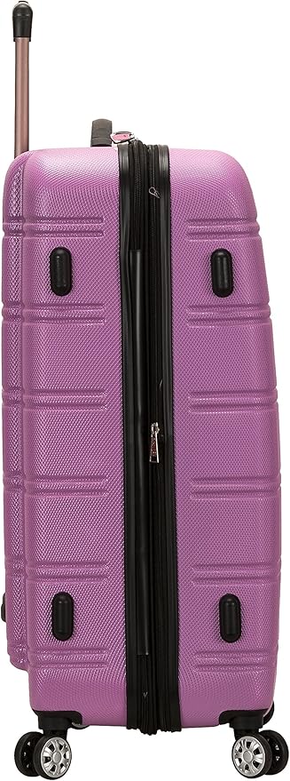 Rockland Melbourne Hardside Expandable Spinner Wheel Luggage, Pink, Checked Large 28"