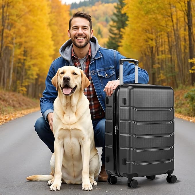 Simple Deluxe 24 Inch Hardside Carry On Luggage, Suitcase with Double Spinner Wheels & TSA Lock, Hard Shell Suitcase, Expandable Rolling Lightweight Luggage, Black