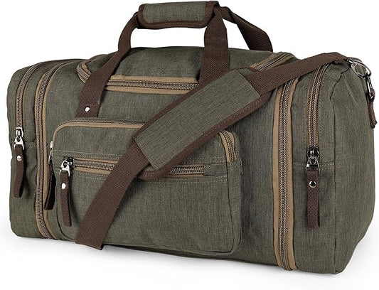 Duffle Bag for Travel 20–23” Expandable (40L) – Lightweight Water-Resistant Carry On Weekender with Multiple Pockets & Shoulder Strap – Airline Approved Travel Duffel Bags for Men & Women - ARMY GREEN