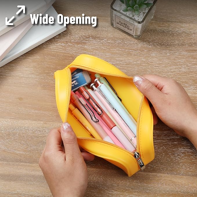 Mr. Pen- Silicone Pencil Case Pouch, Golden Honey, Aesthetic Multipurpose Design, Aesthetic Pencil Case Small, Silicone Makeup Bag