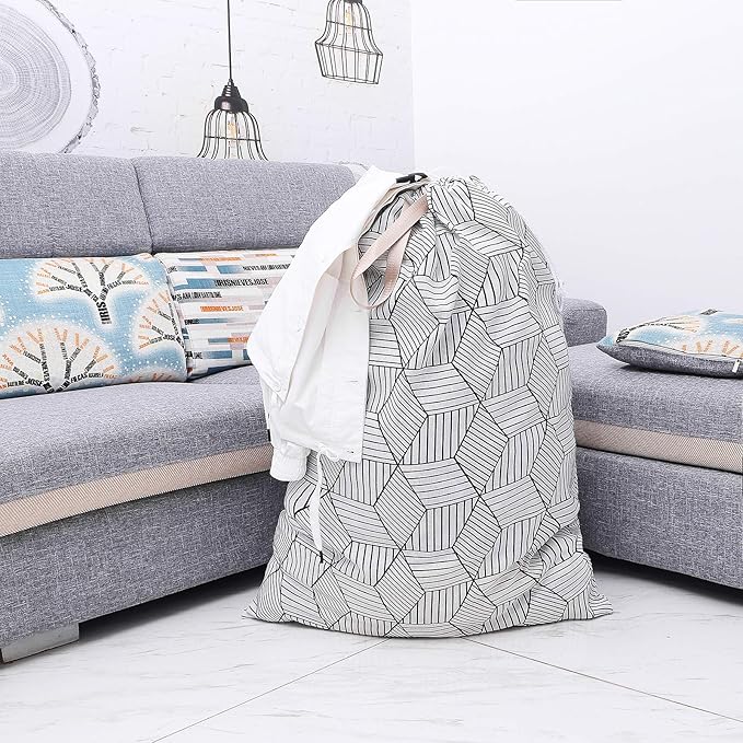 Extra Large Laundry Bag with Drawstring and Handle, Heavy Duty Travel Dirty Clothes Bag for Laundromat and Household, Durable Rip-Stop Laundry Hamper Liner, 22 Patterns(28 x 40 Inch) by SANFERGE