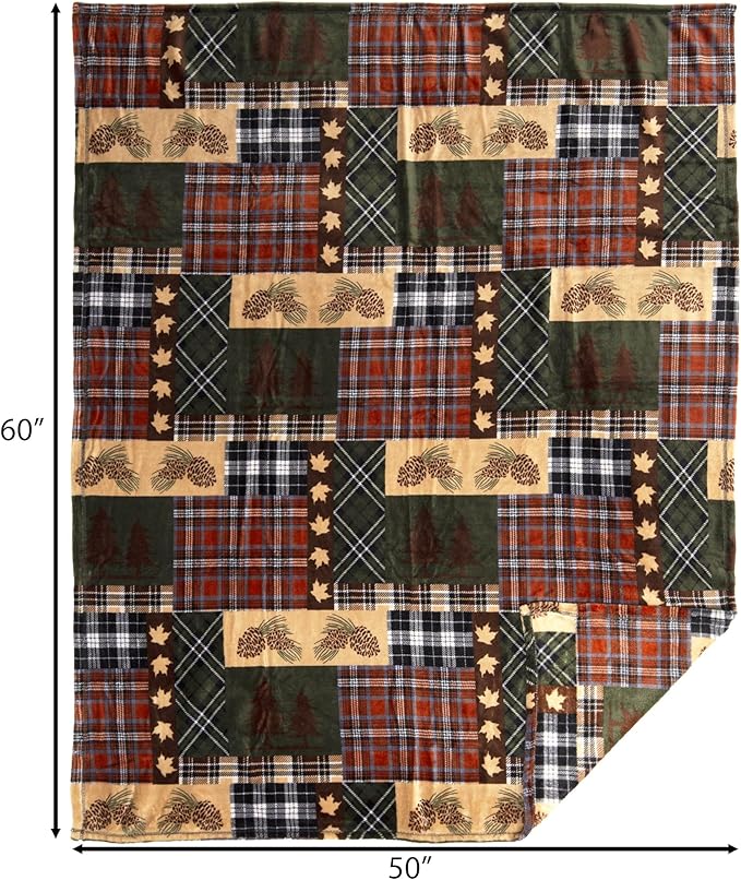 CARSTENS, INC. Travel Blanket, Premium Compact 2-in-1 Airplane Blanket/Pillow, Tree Plaid Rustic