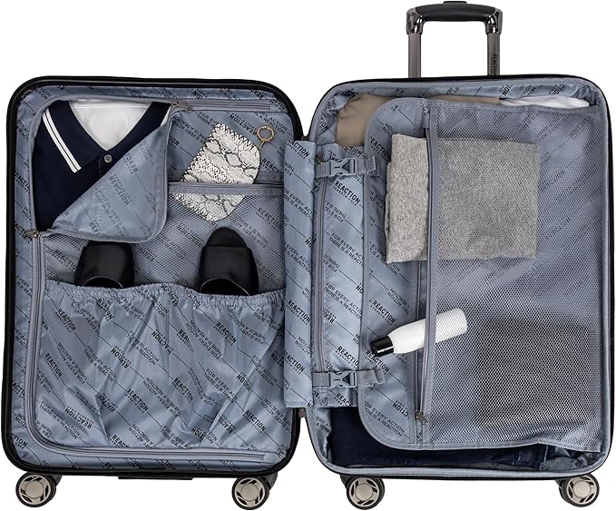 Kenneth Cole REACTION Renegade Luggage Expandable 8-Wheel Spinner Lightweight Hardside Suitcase, Seafoam, 24-Inch Checked